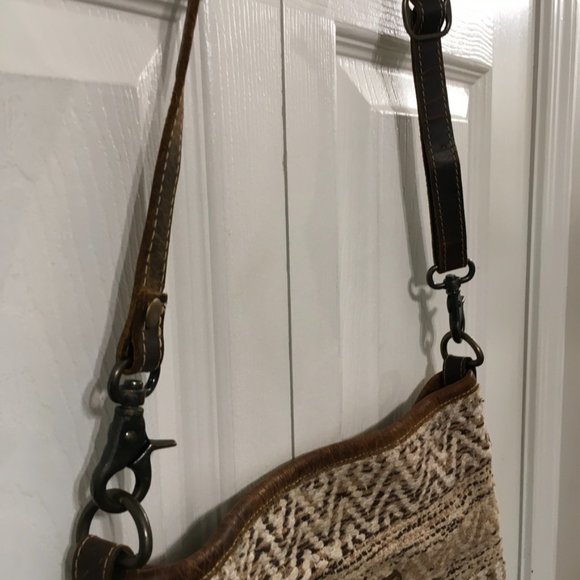 Myra Canvas Leather Rug Crossbody Bag - Picture 3 of 10